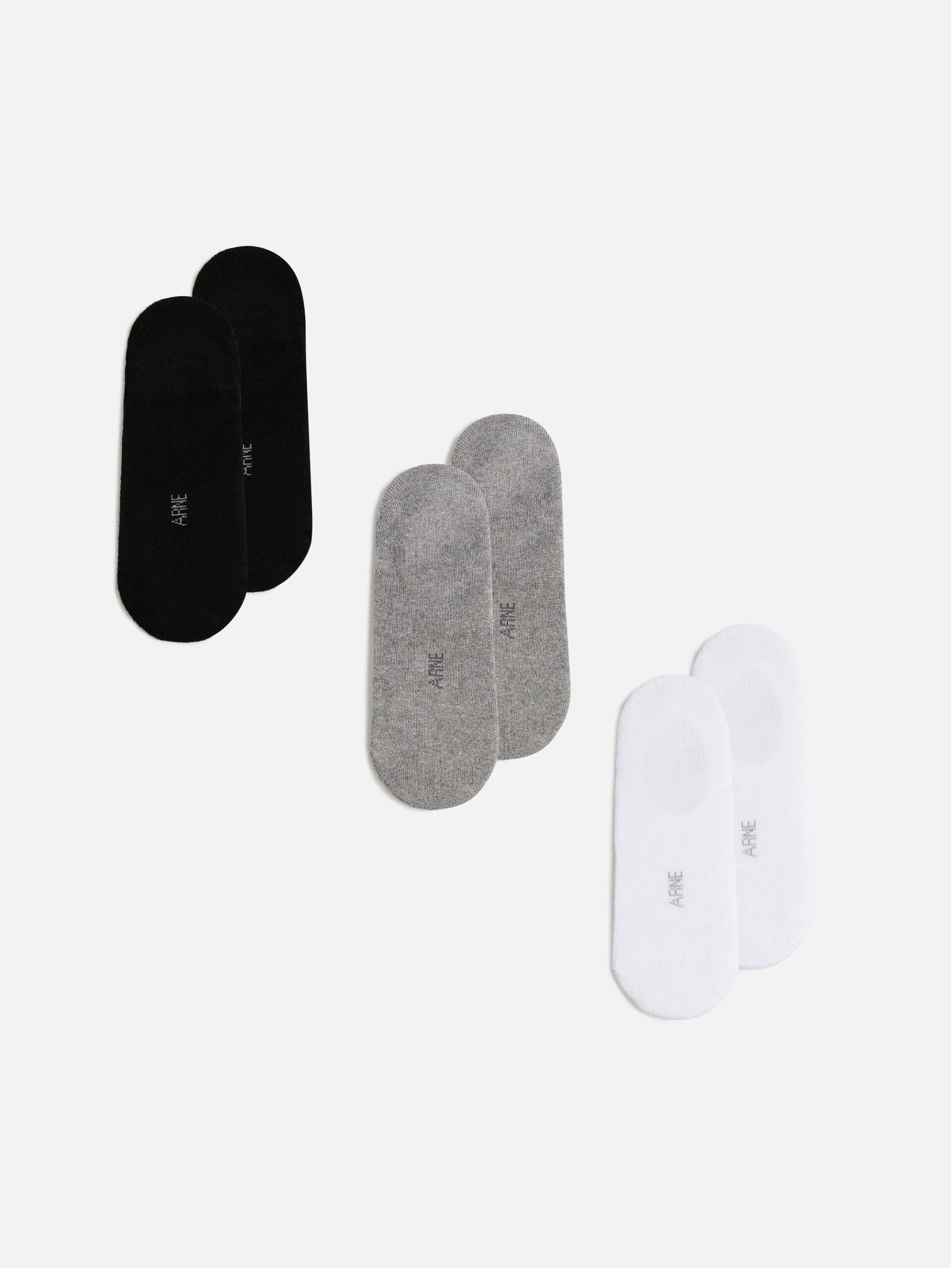 3 Pack No Show Sock in Black White Marl Grey - Image 3