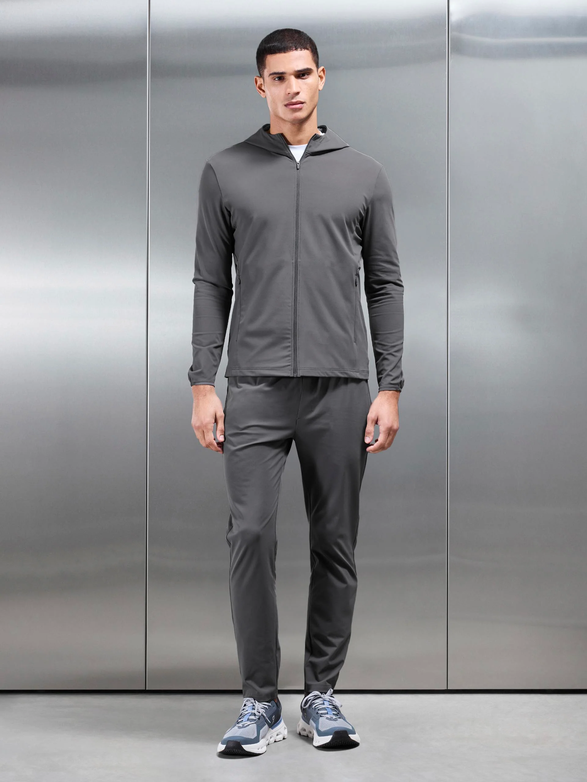 Active Jersey Zip Hoodie in Grey - Image 8